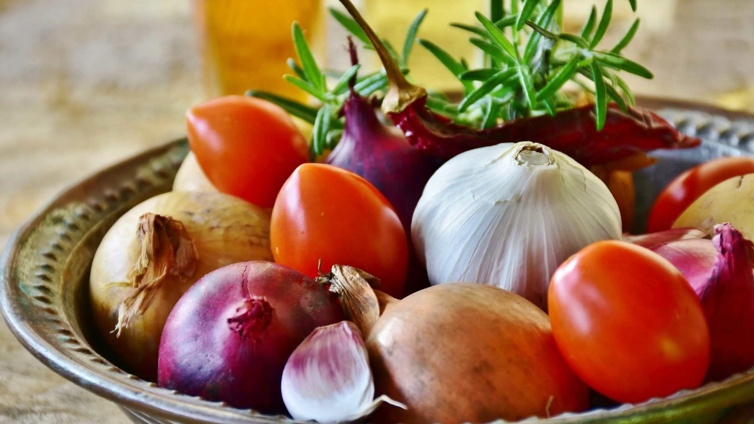 Natural ingredients on kitchen table